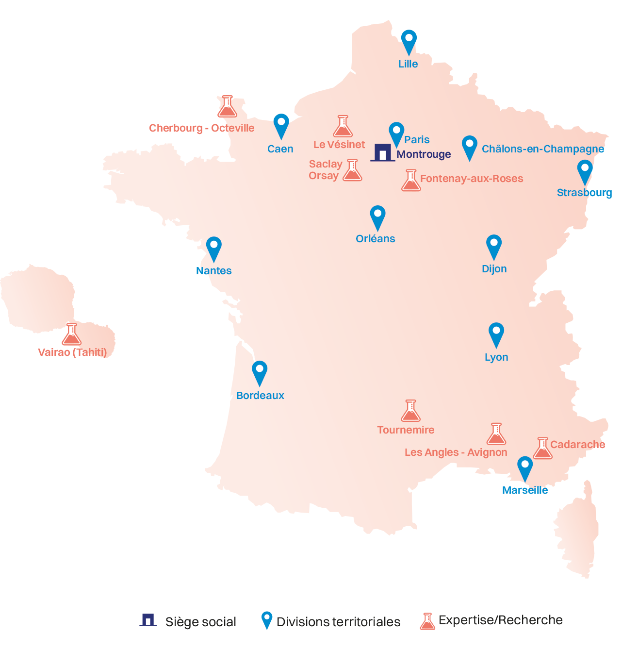 Carte des sites de l'ASNR