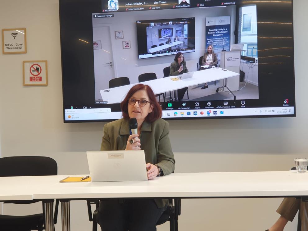 Karine Herviou lors du Workshop Ensuring safety in a context of prolonged disruption