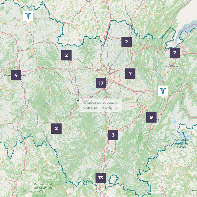 Carte de la région Auvergne-Rhône-Alpes